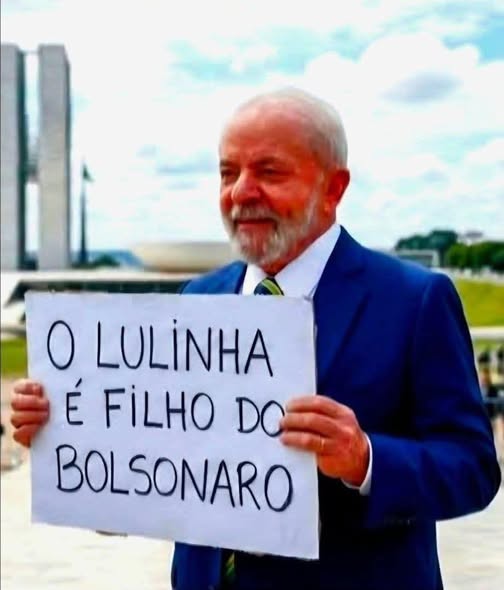 Pode ser uma imagem de texto que diz "O LULİNHA É FILHO DO BOLSONARO"