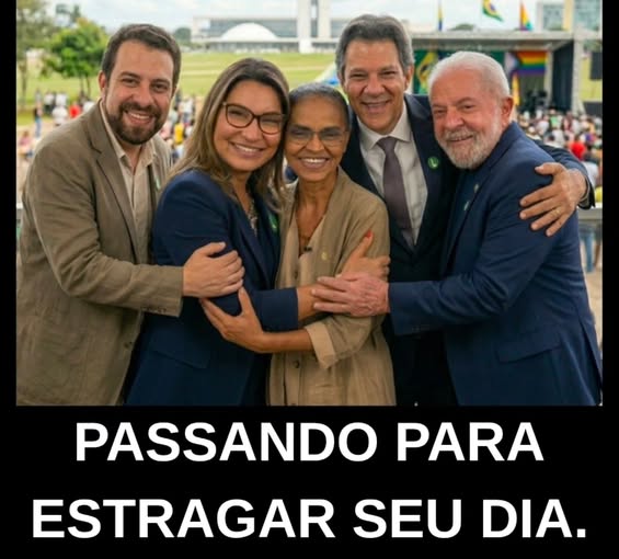 Pode ser uma imagem de uma ou mais pessoas e texto que diz "PASSANDO PARA ESTRAGAR SEU DIA."
